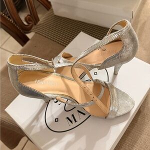 Nine West Shimmering Silver Heels